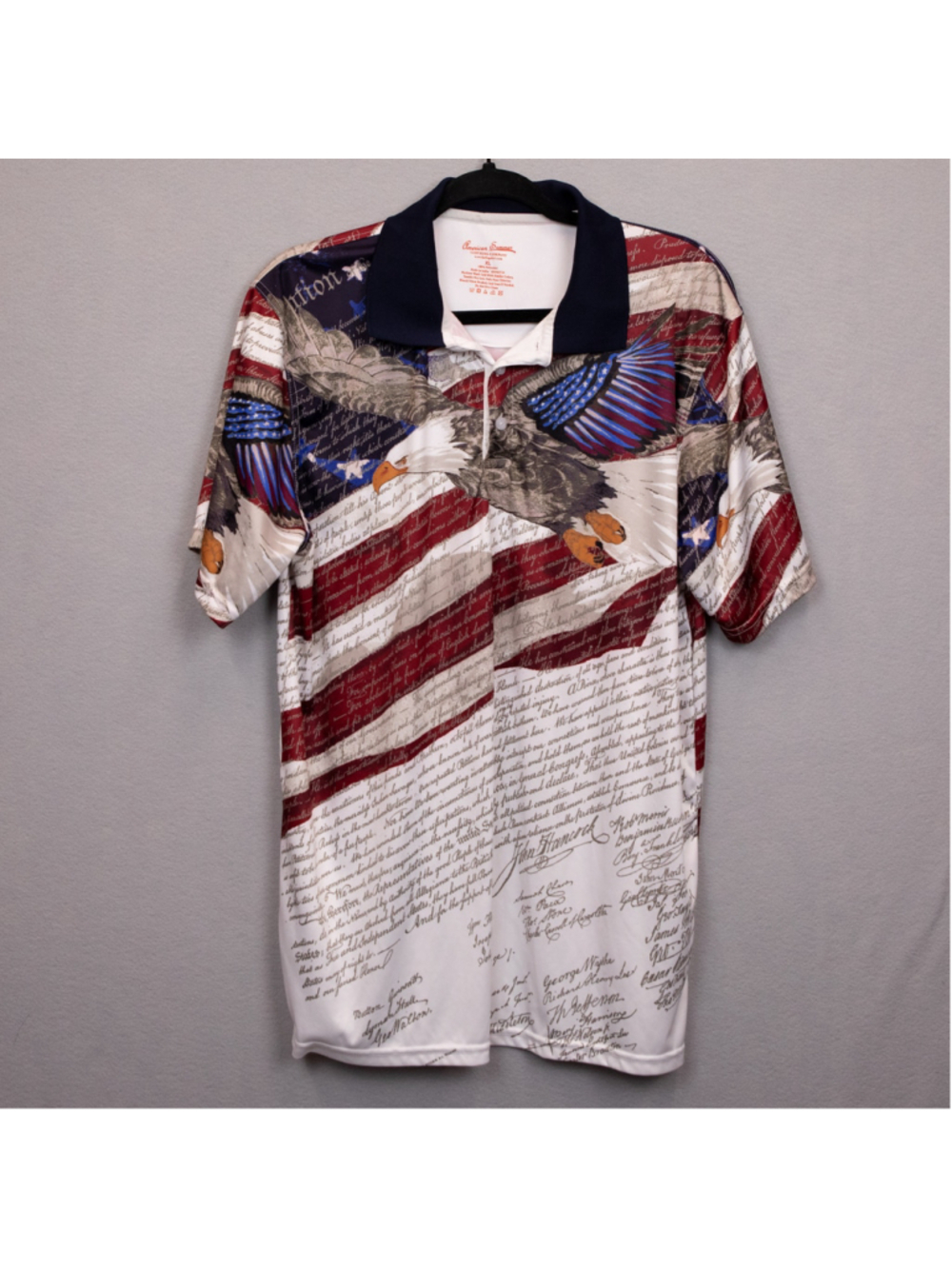 American Summer Clothing Co. American flag eagle print polo shirt-XL